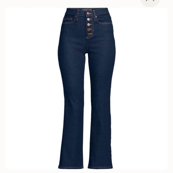 New Lands End High Rise Kick Flare Ankle Jean Style Wmn's Stretch Sz 8  Dk Rinse - Picture 3 of 7